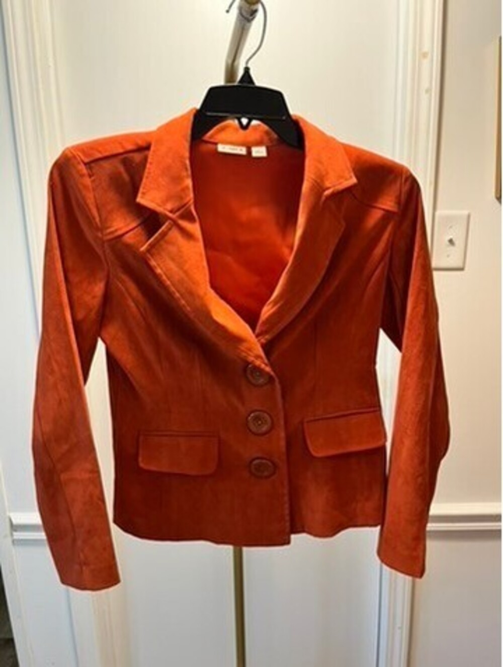 Chic Rust Orange Suede Blazer Size 8 - Sleek & Stylish!